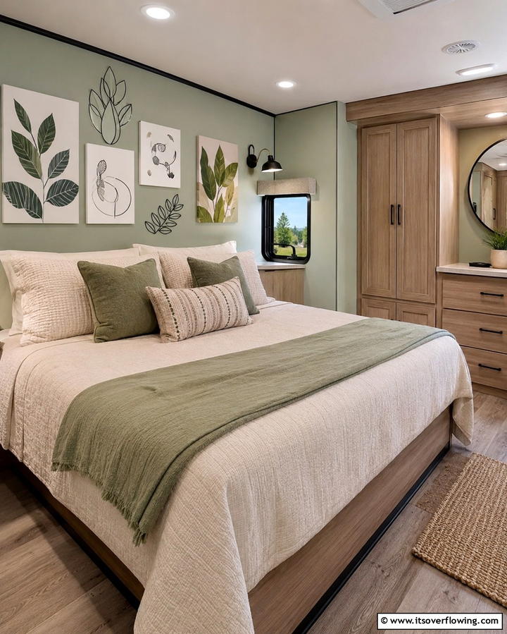 Decorate with Lightweight Artwork - 25 RV Bedroom Ideas to Maximize Comfort on the Road
