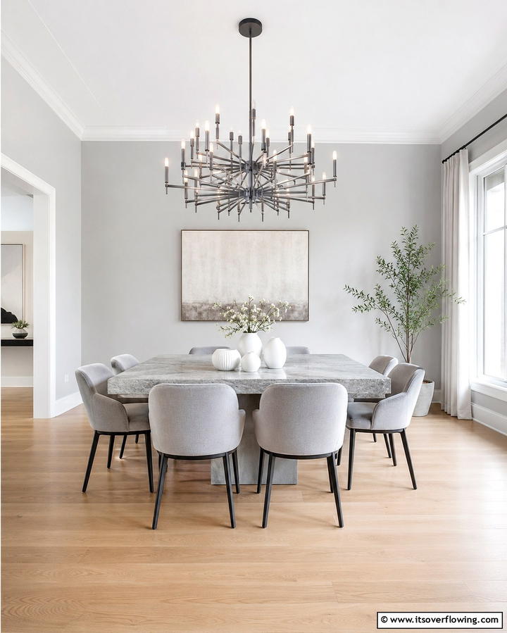 Decorating with Gray Chandeliers - 30 Gray Dining Room Design Ideas for Modern Entertaining