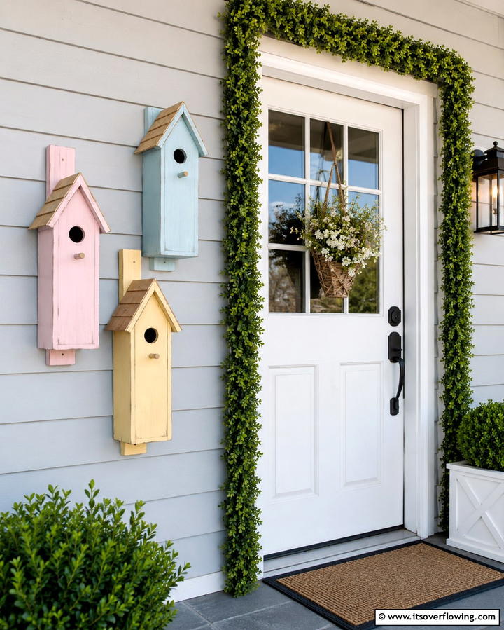 Decorative Birdhouses - 25 Summer Front Door Decor Ideas to Welcome the Season