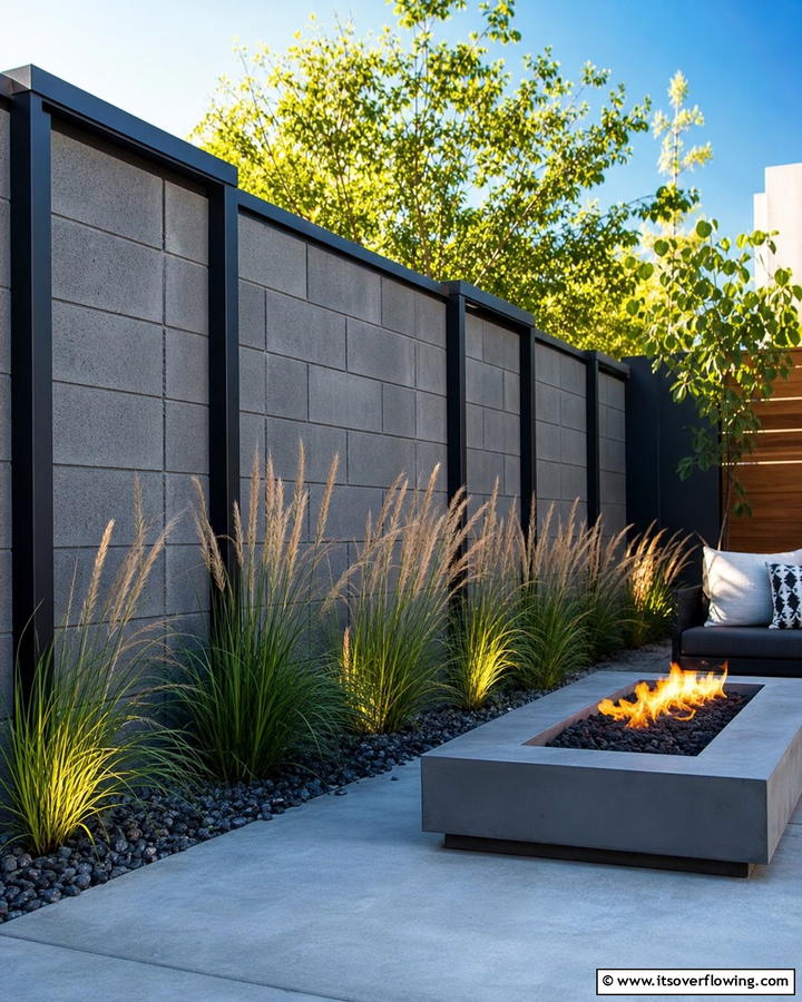 Decorative Block Mosaic - 30 Creative Cinder Block Fence Designs for Outdoor Spaces