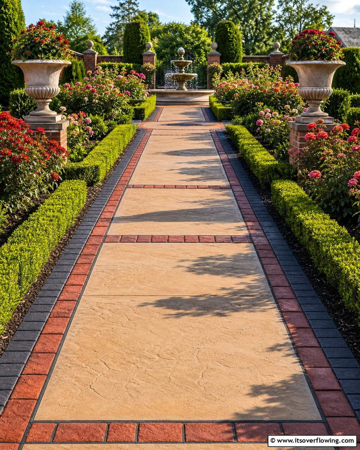 Decorative Borders for Enhanced Detail - 20 Durable Concrete Walkway Ideas for Your Garden