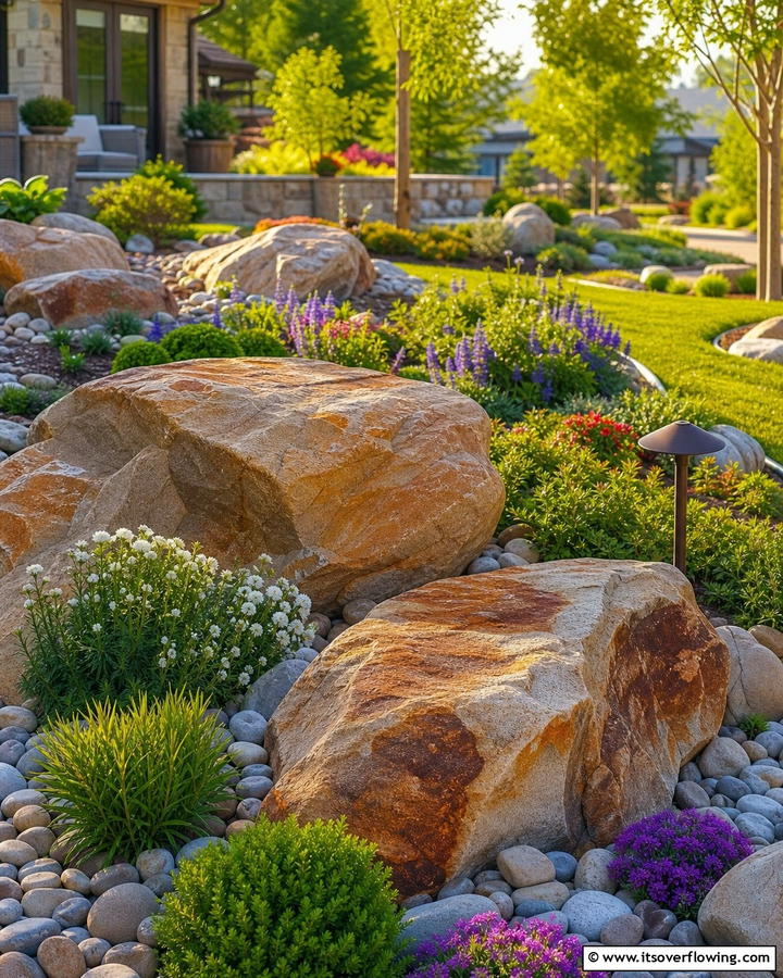 Decorative Boulders Integration - 21 Hardscape Ideas to Revamp Your Outdoor Spaces