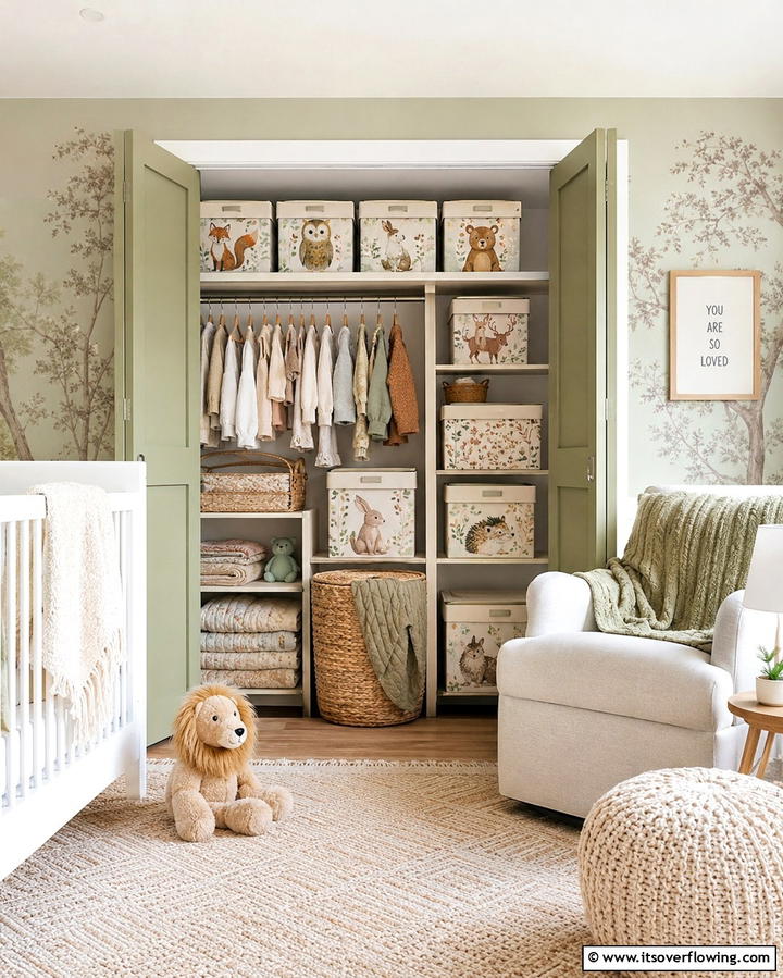 Decorative Boxes for Themed Storage - 25 Nursery Closet Ideas for Organized Baby Spaces