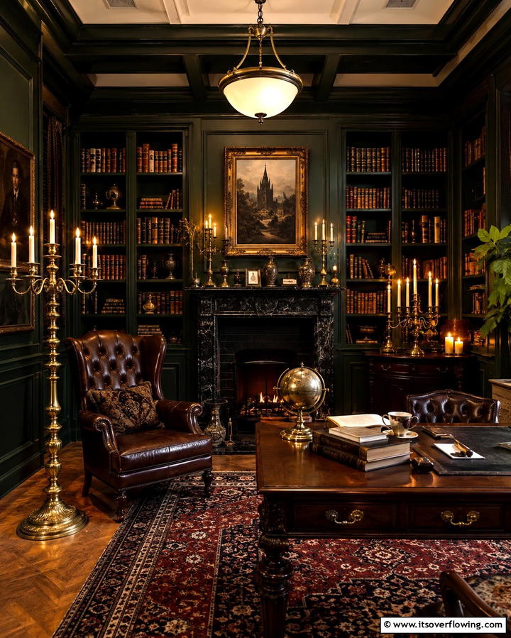 Decorative Brass Accents - 25 Dark Academia Interior Design Ideas for Sophistication