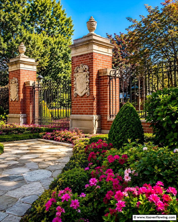 Decorative Brick Accents - 30 Classic Brick Fence Ideas for Timeless Outdoor Security & Charm
