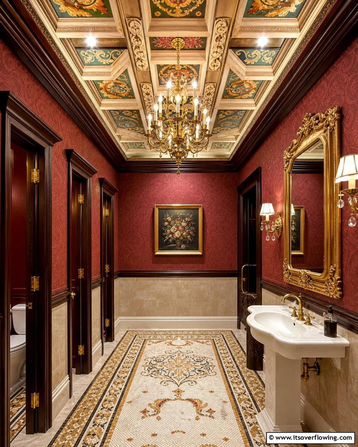Decorative Ceiling Details - 20 Restaurant Bathroom Ideas for a Stylish Space