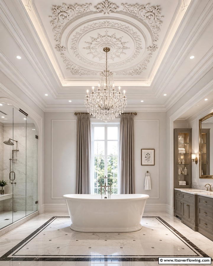 Decorative Ceiling Medallions - 25 Victorian Bathroom Ideas for a Luxurious Retreat