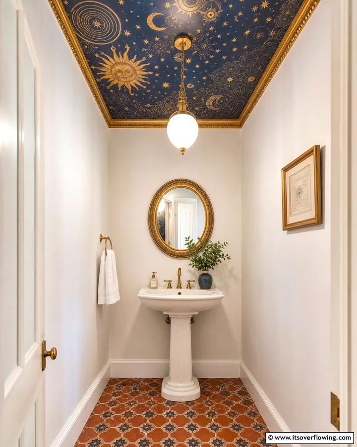 Decorative Ceiling Patterns - 20 Eclectic Powder Room Ideas for a Unique Look