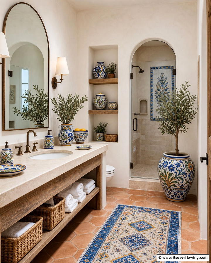 Decorative Ceramic Accessories - 20 Mediterranean Bathroom Ideas for a Relaxing Retreat