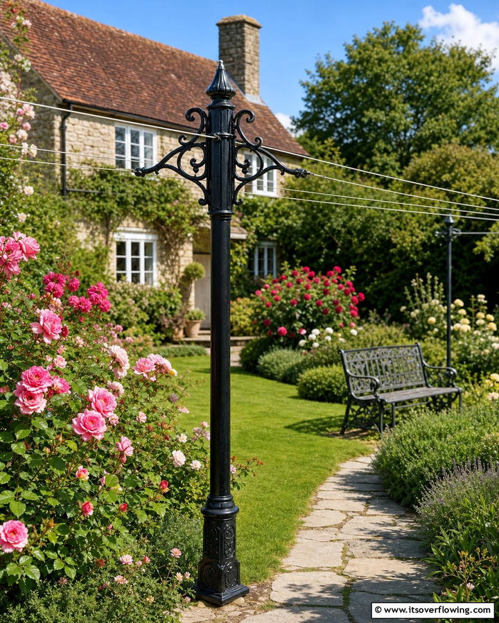 Decorative Clothesline Poles for Style - 25 Outdoor Clothesline Ideas for Efficient Drying