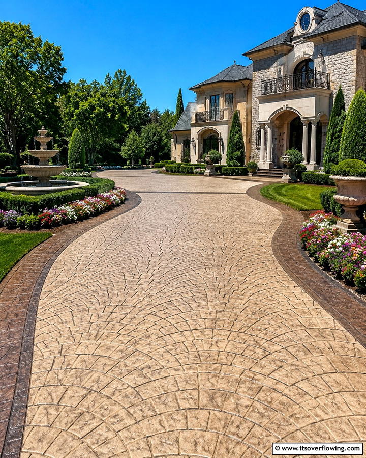 Decorative Concrete Driveway - 30 Durable Concrete Driveway Designs to Enhance Curb Appeal