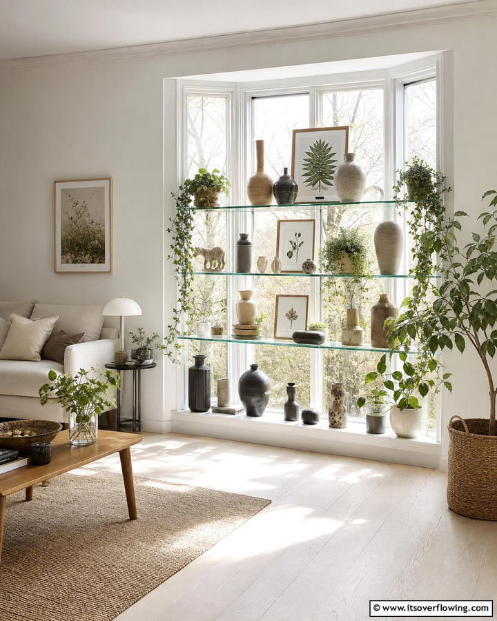 Decorative Display Shelf - 20 Garden Window Ideas to Brighten Your Indoor Space