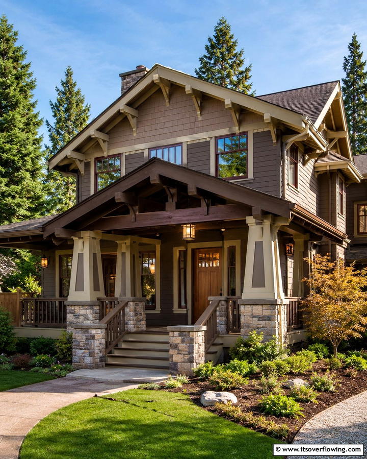 Decorative Exposed Rafters - 25 Craftsman Style House Exterior Ideas for Curb Appeal