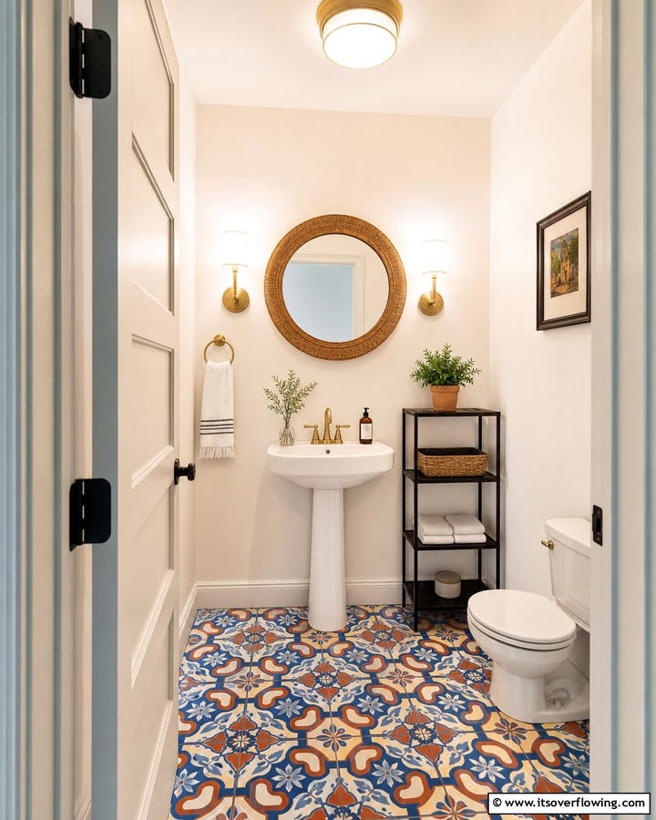 Decorative Floor Patterns - 20 Eclectic Powder Room Ideas for a Unique Look