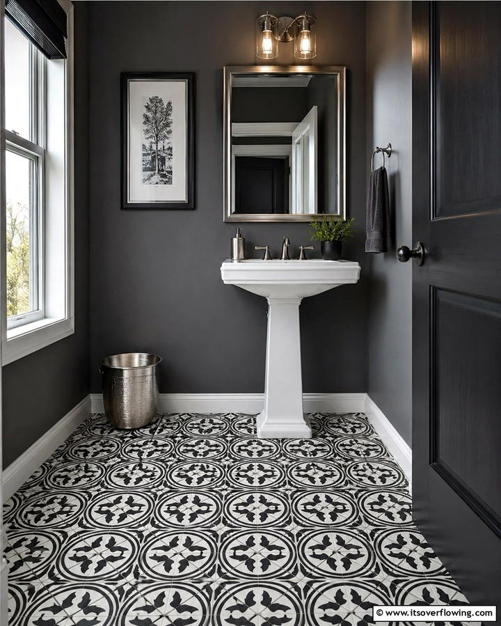 Decorative Floor Tiles - 25 Small Powder Room Ideas for Stylish Spaces