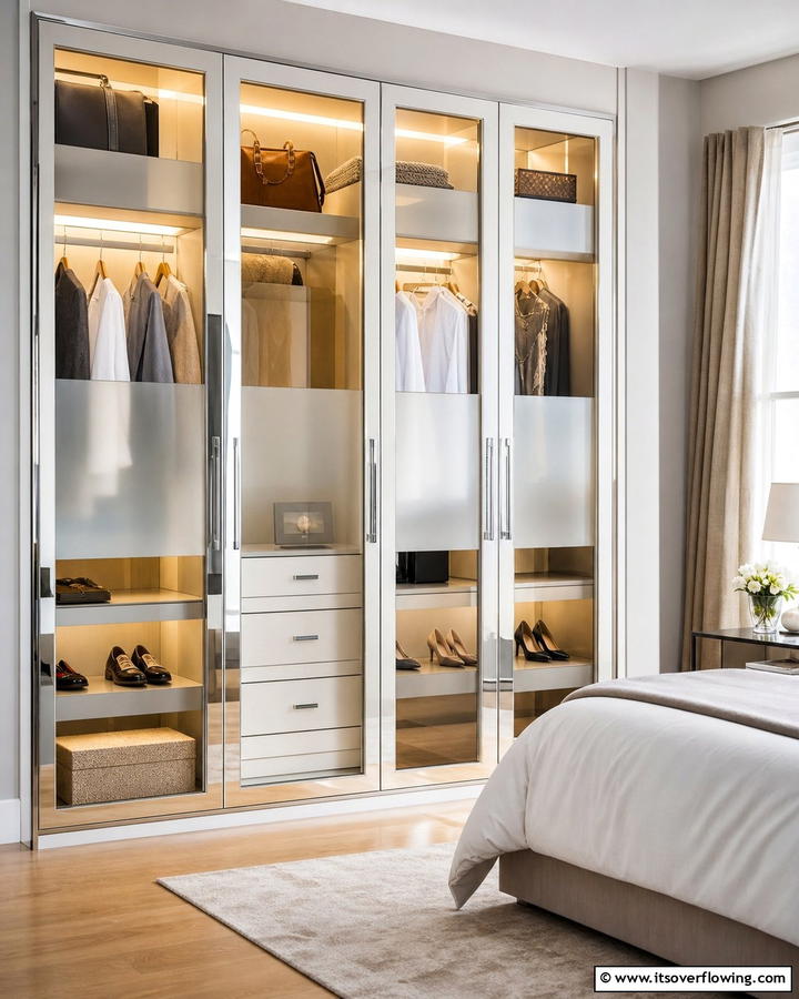 Decorative Glass Panels - 21 Space-Saving Built-In Wardrobe Ideas for Organized Homes