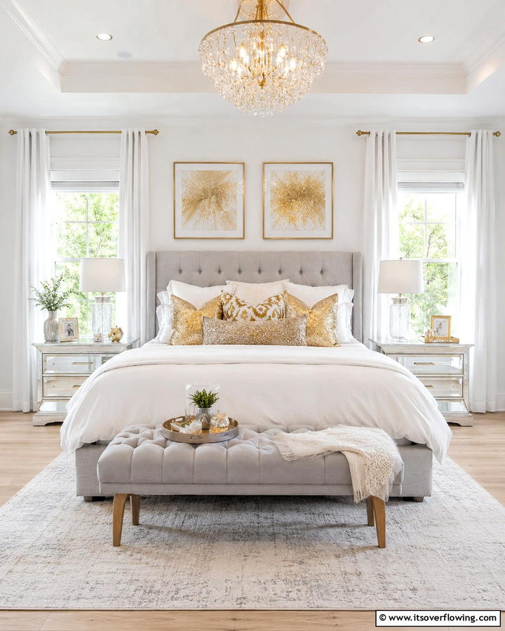 Decorative Gold Pillows - 25 Gold Bedroom Ideas for a Luxurious Retreat