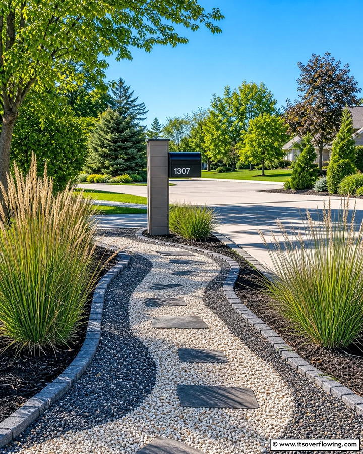Decorative Gravel Pathway - 30 Creative Mailbox Landscaping Ideas for Curb Appeal