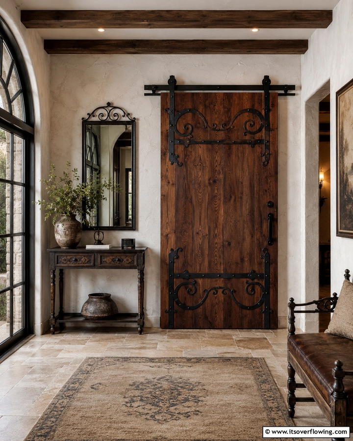 Decorative Iron Accented Barn Door - 30 Stylish Barn Door Ideas for Modern Home Organization