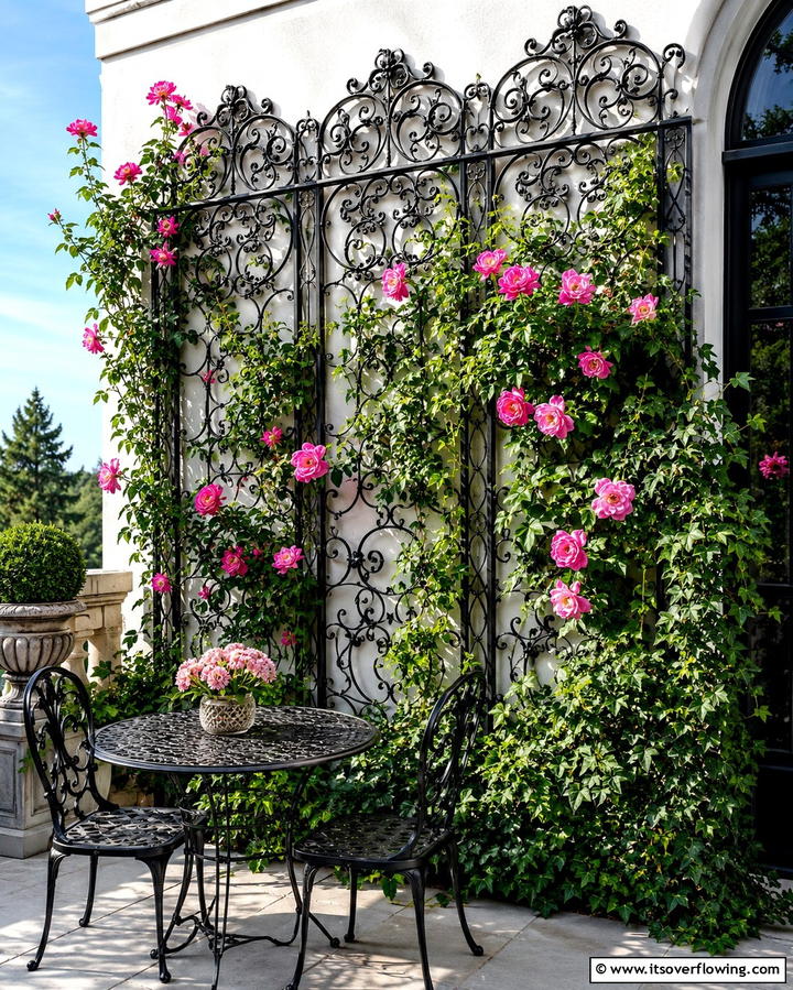 Decorative Iron Trellis - 25 Beautiful Balcony Trellis Ideas for Your Space