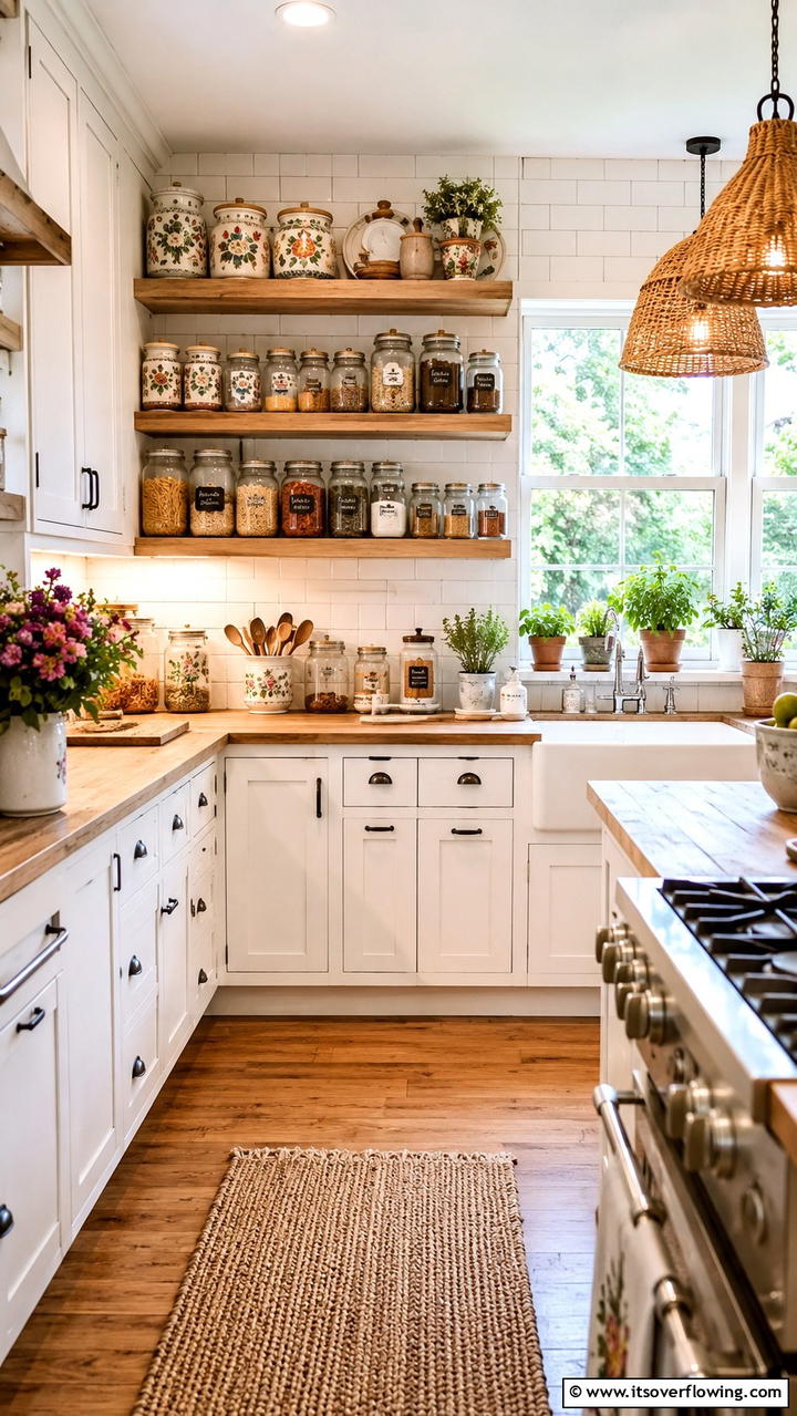 Decorative Jar Storage Ideas - 30 Cottage Kitchen Ideas for Cozy, Charming Farmhouse Style