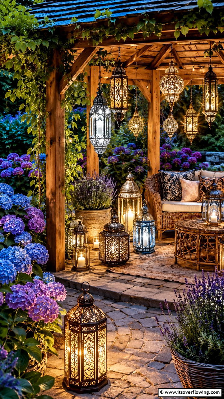 Decorative Lantern Displays - 30 Gazebo Lighting Ideas- Ambient Outdoor Illumination