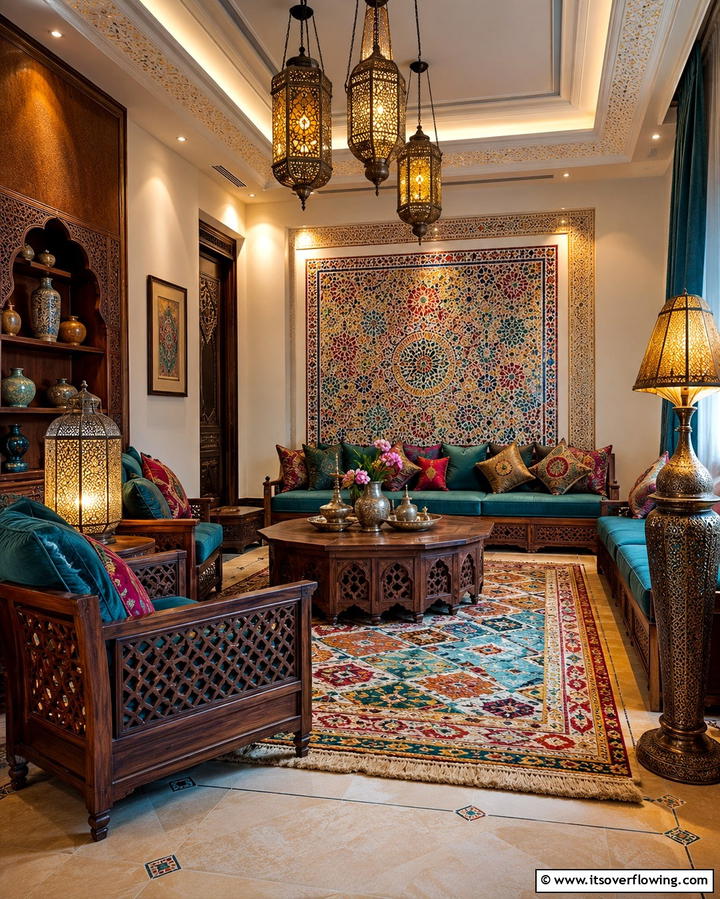 Decorative Lantern Lighting - 30 Moroccan Living Room Ideas for Exotic Elegance