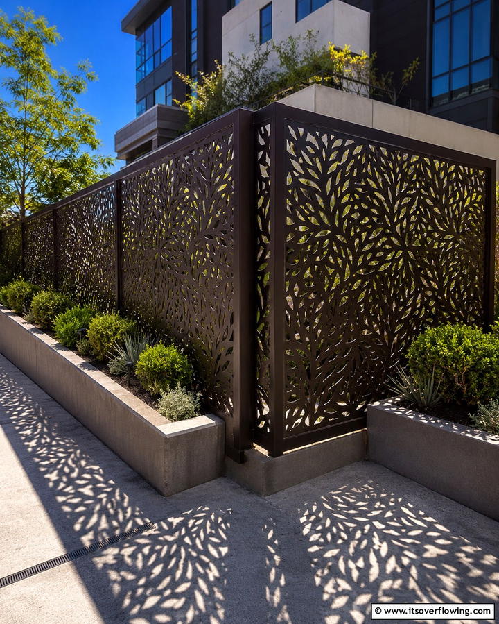 Decorative Laser Cut Metal Fence - 30 Innovative Corner Fence Solutions for Yard Boundaries