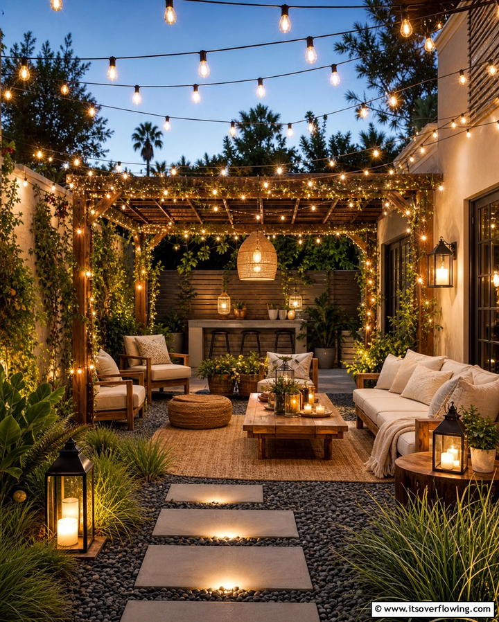 Decorative Lighting Ambience - 21 Small Patio Design Ideas to Create an Outdoor Oasis