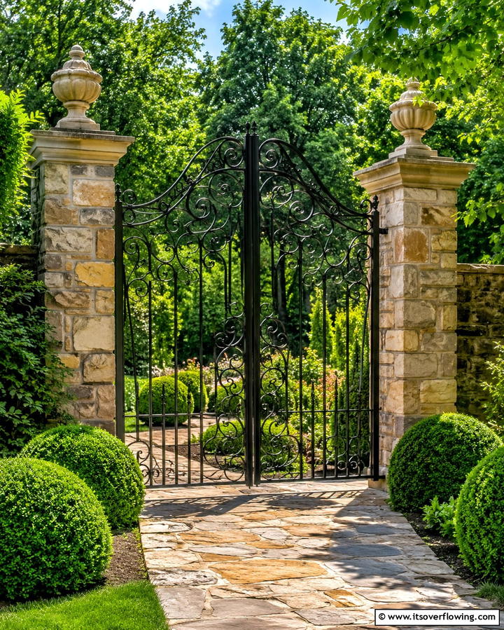 Decorative Metal Gate with Laser Cut Designs - 25 Fence Gate Ideas for Stylish and Secure Yards