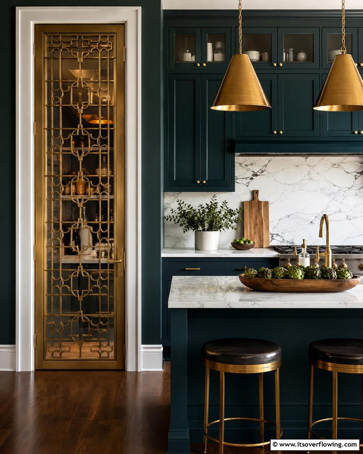 Decorative Metal Grills for Unique Patterns - 25 Kitchen Door Design Ideas to Enhance Your Space