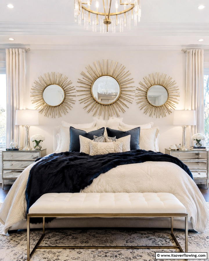 Decorative Mirrors - 25 No Headboard Ideas for a Modern and Minimalist Bedroom