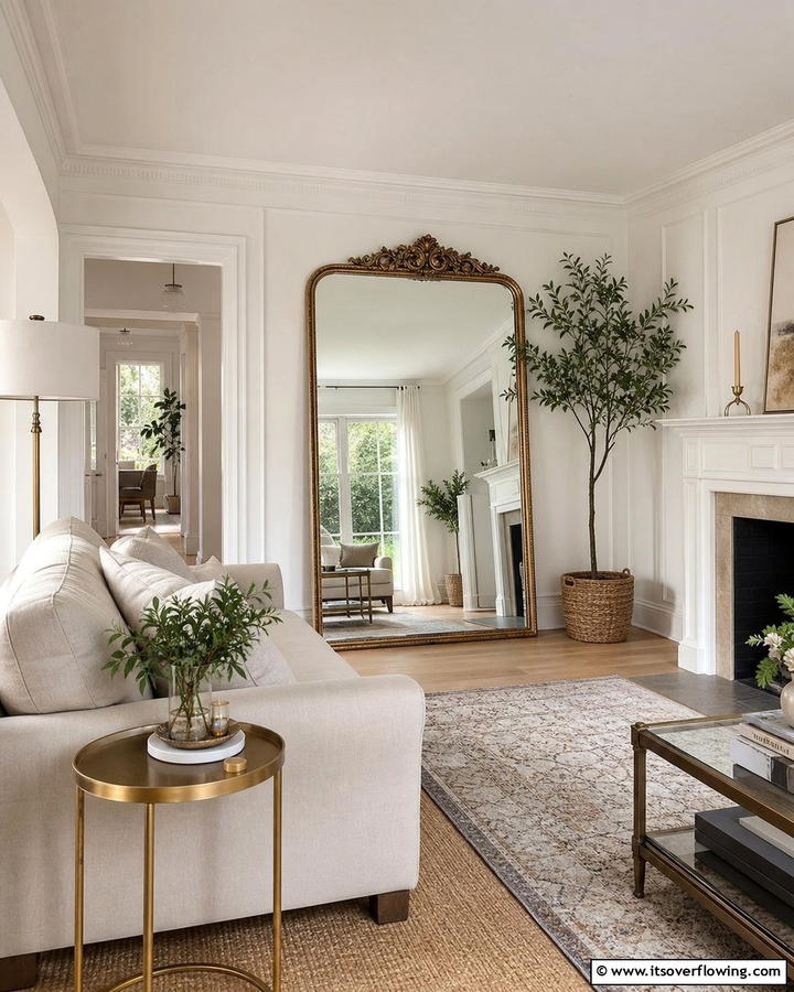 Decorative Mirrors for Light and Space - 20 Pottery Barn Living Room Ideas for Timeless Style