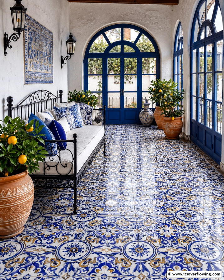 Decorative Mosaic Tiles - 25 French Balcony Ideas to Add Elegance to Your Home