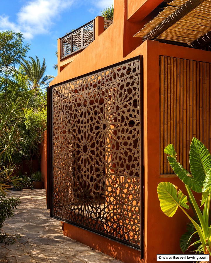 Decorative Outdoor Screens - 25 Boho House Exterior Ideas for a Unique and Colorful Look