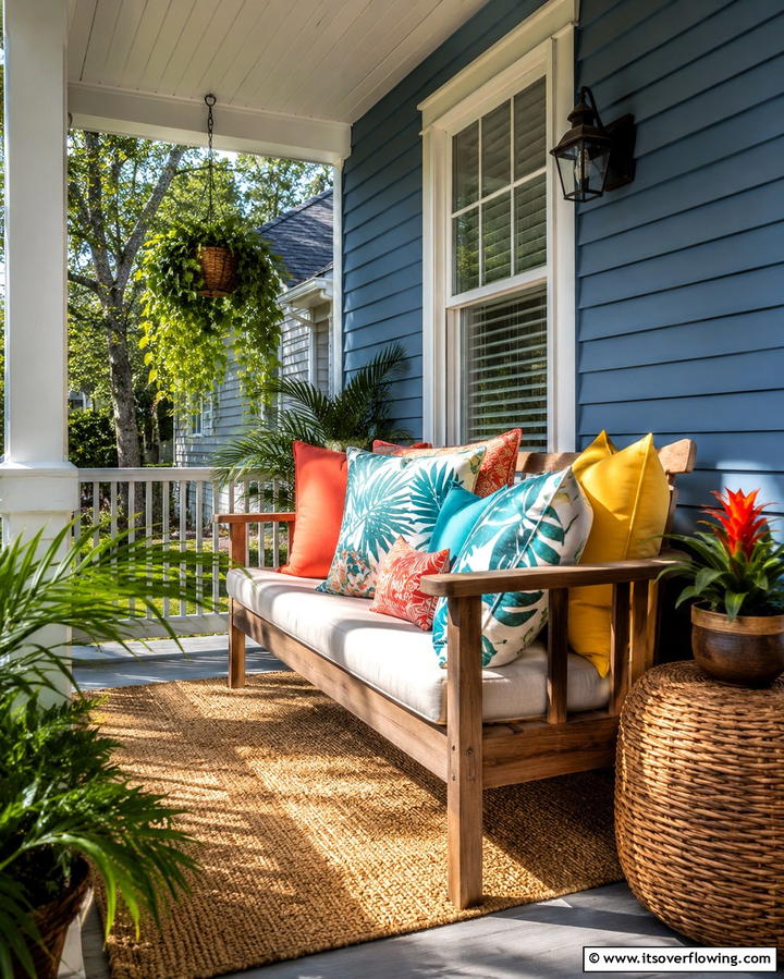 Decorative Pillows - 30 Small Front Porch Ideas to Boost Curb Appeal