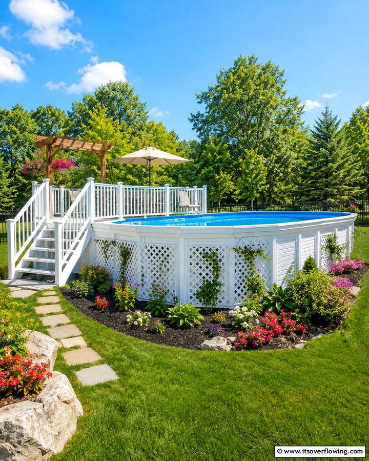 Decorative Pool Skirting - 25 Above Ground Pool Landscaping Ideas for a Stunning Yard