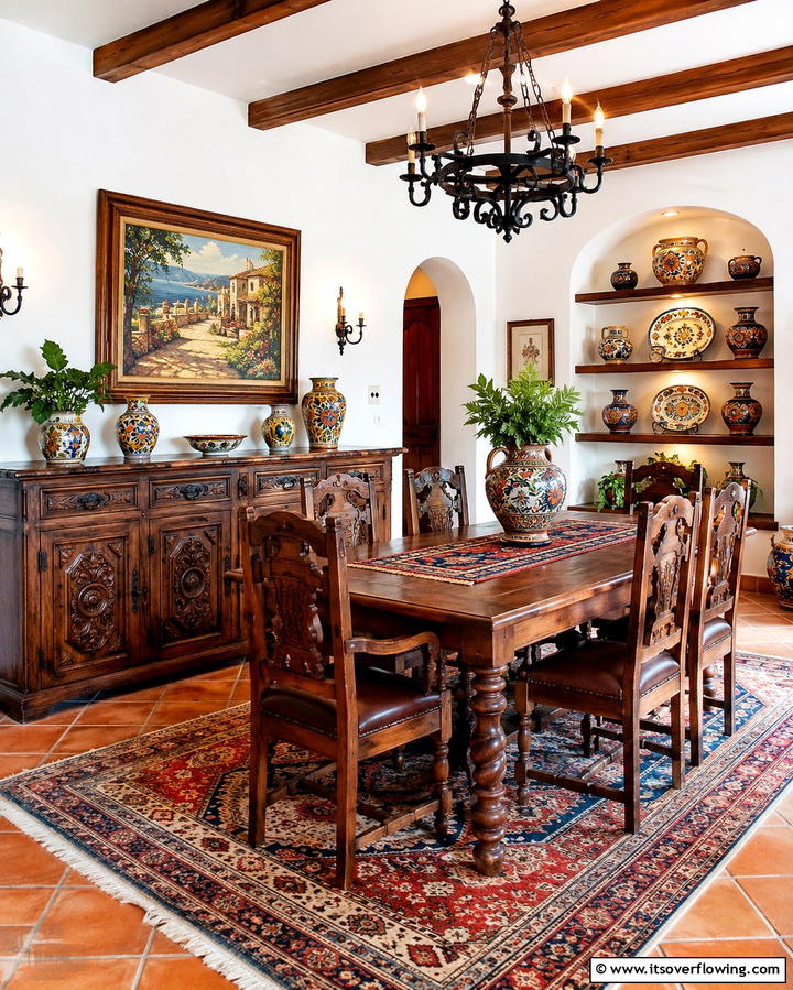 Decorative Pottery and Vases - 20 Spanish Style Dining Room Ideas for a Chic Look
