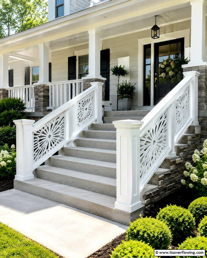 Decorative Railings - 25 Front Step Ideas to Enhance Your Home’s Entrance