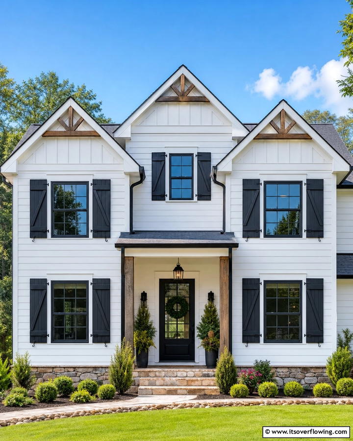 Decorative Shutters and Accents - 21 Modern Farmhouse Exterior Ideas to Boost Curb Appeal