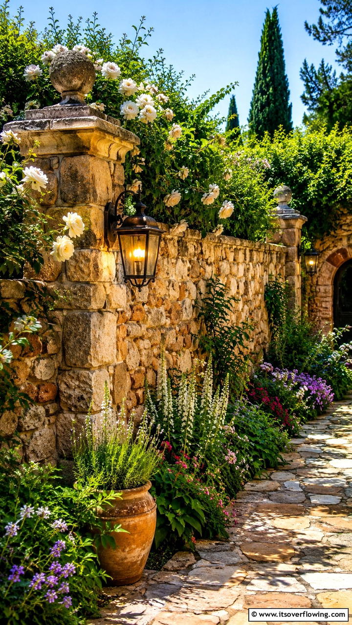 Decorative Stone Wall - 30 Garden Screening Ideas- Privacy Solutions & Stylish Designs