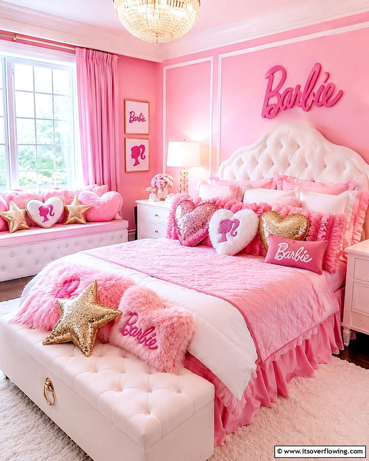 Decorative Throw Pillows - 25 Fun Barbie Room Ideas for Kids and Collectors