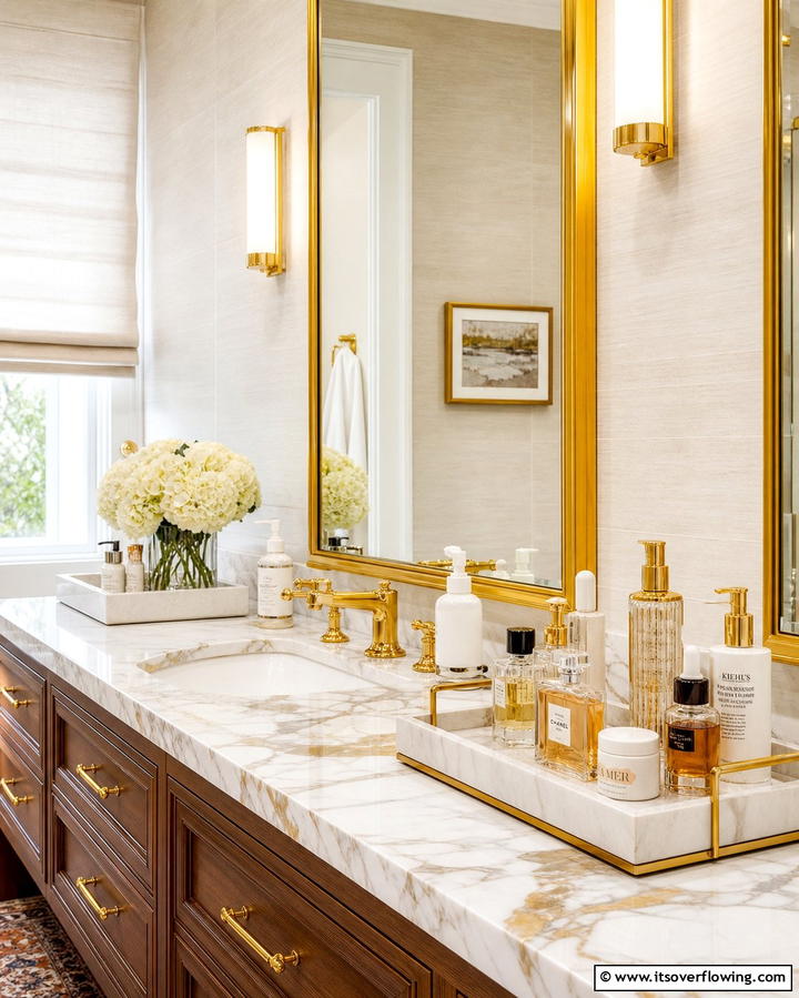 Decorative Trays for Grouping Items - 25 Bathroom Counter Organization Ideas for a Clutter-Free Space