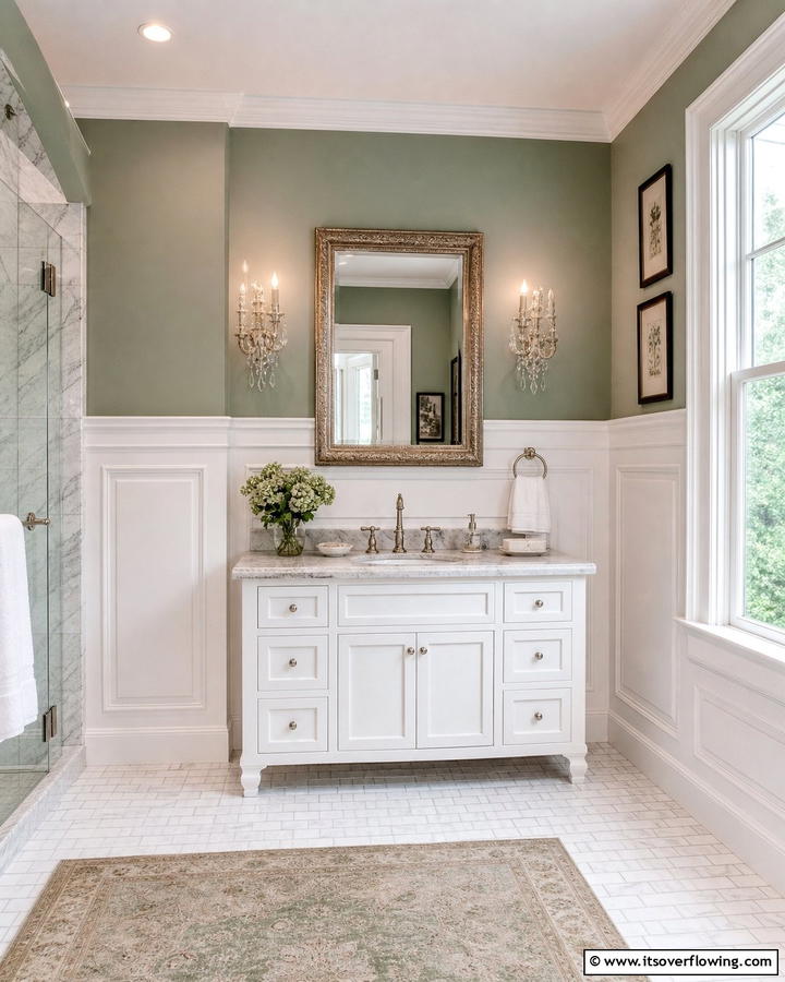 Decorative Wainscoting Classic - 21 Bathroom Accent Wall Ideas for Bold & Textured Designs