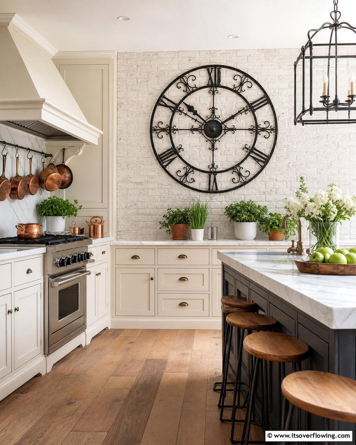 Decorative Wall Clock Statement - 21 Kitchen Wall Decor Ideas for a Personalized Culinary Space