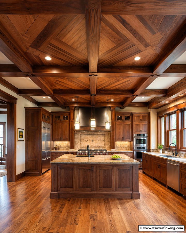 Decorative Wood Ceiling Panels - 25 Craftsman Kitchen Ideas for a Classic and Timeless Design