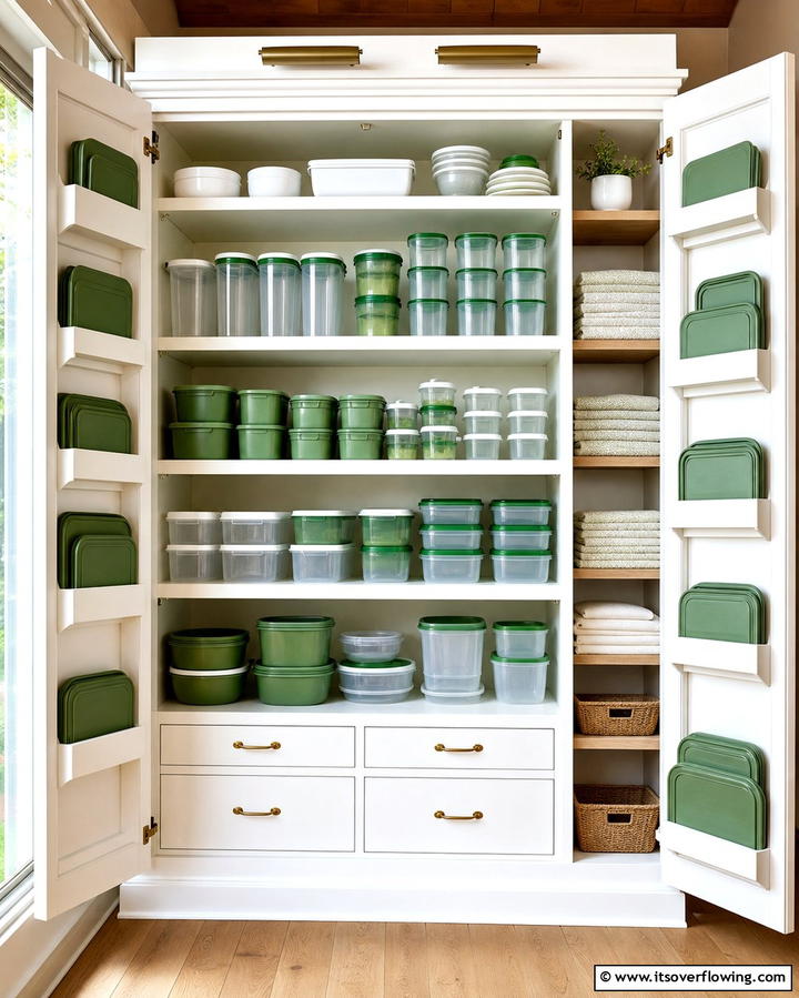 Dedicate a Cabinet to Tupperware - 25 Tupperware Organization Ideas for a Tidy Kitchen