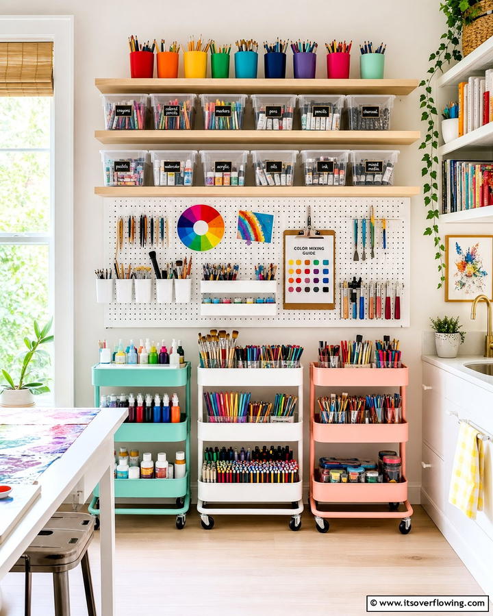 Dedicated Art Supply Organizer - 25 Art Room Ideas for Creative Inspiration