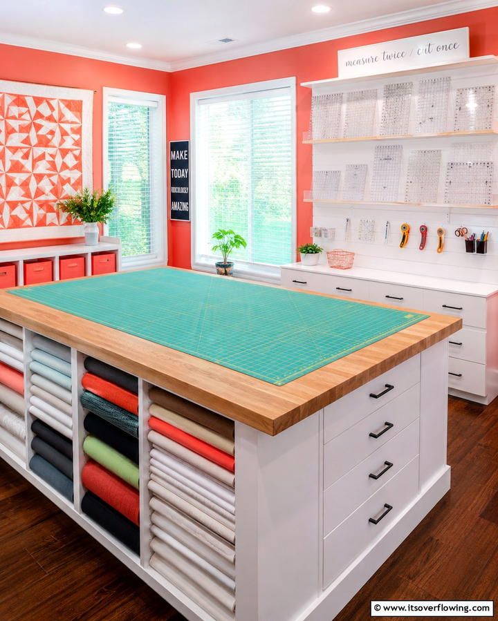 Dedicated Cutting Station - 25 Sewing Room Ideas for Crafters and Hobbyists
