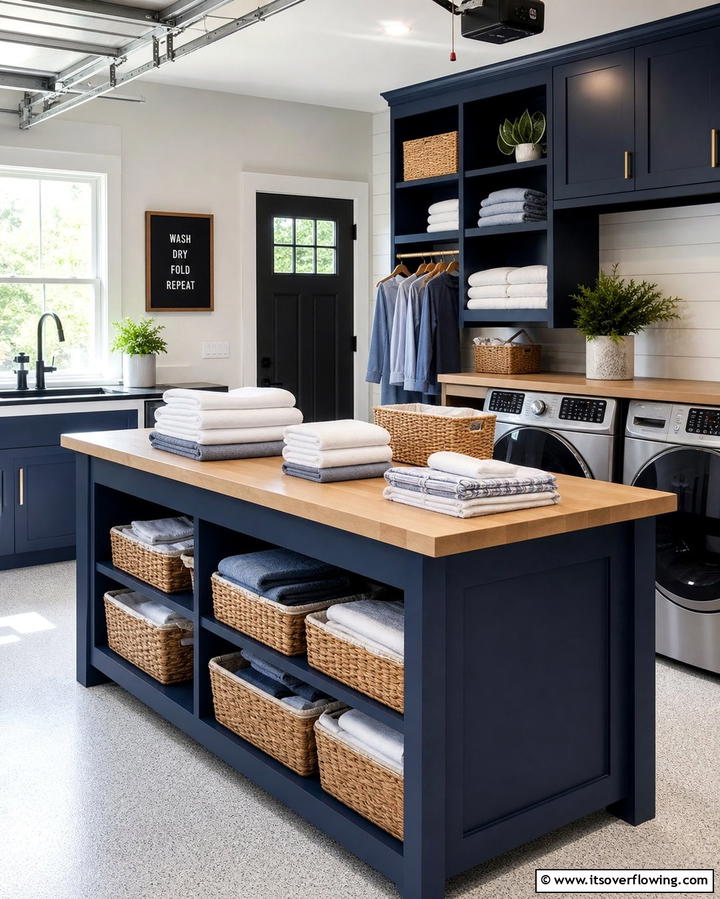 Dedicated Folding Station - 25 Functional Garage Laundry Room Combo Ideas